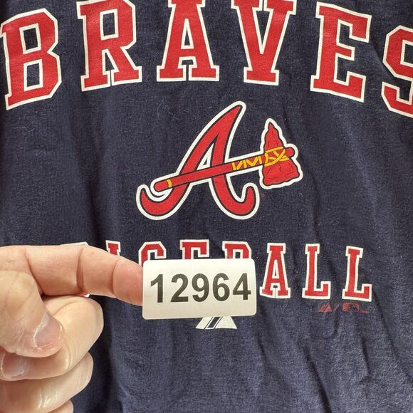 Atlanta Braces Shirt Mens Large Blue Majestic MLB Baseball Short Sleeve New Crew - Picture 11 of 11